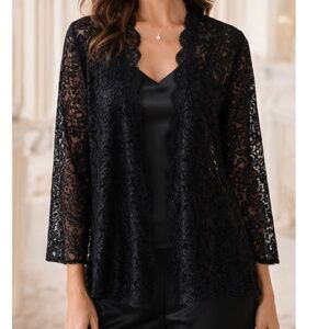 NWOT CALVIN KLEIN ELEGANT BLACK LACE TOP SIZE L